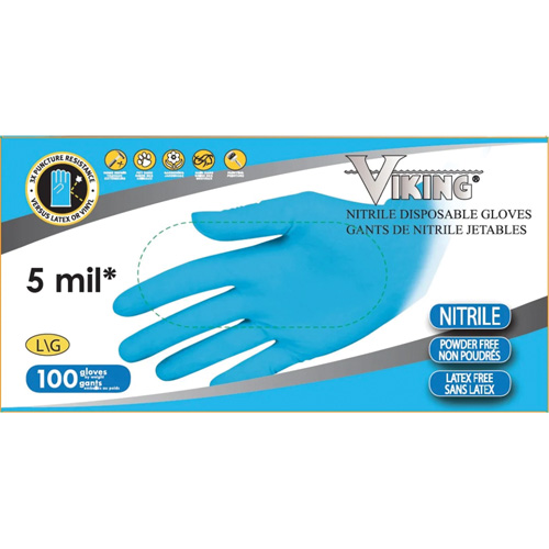 Gants jetables 34600, Moyen, Nitrile, 5 mils, Sans poudre, Bleu Distribution Jean Lapalme