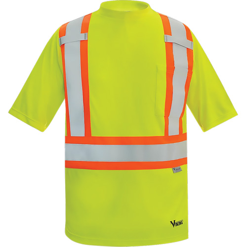 T-shirt de s&eacute;curit&eacute; doubl&eacute; de bambou Viking, Polyester, 3T-Grand, Jaune lime haute visibilit&eacute; Distribution Jean Lapalme