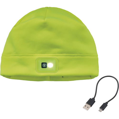 N-Ferno&reg; Winter Skull Cap with LED Rechargeable Light, Fleece Lining, One Size, High-Visibility Lime Green Distribution Jean Lapalme