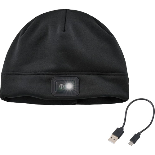 N-Ferno&reg; Winter Skull Cap with LED Rechargeable Light, Fleece Lining, One Size, Black Distribution Jean Lapalme