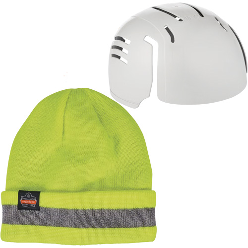 N-Ferno&reg; Reflective Rib Knit Winter Hat & Bump Cap Insert, Acrylic Lining, Medium/Small, High-Visibility Lime Green Distribution Jean Lapalme