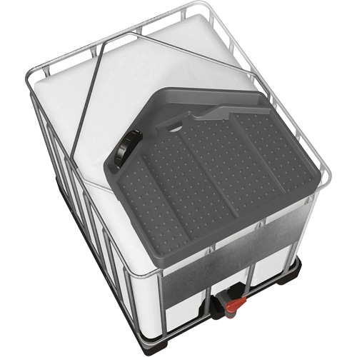 Grand entonnoir gris en poly&eacute;thyl&egrave;ne r&eacute;sistant aux produits chimiques pour GRV, capacit&eacute; de 3,9 gal. Distribution Jean Lapalme