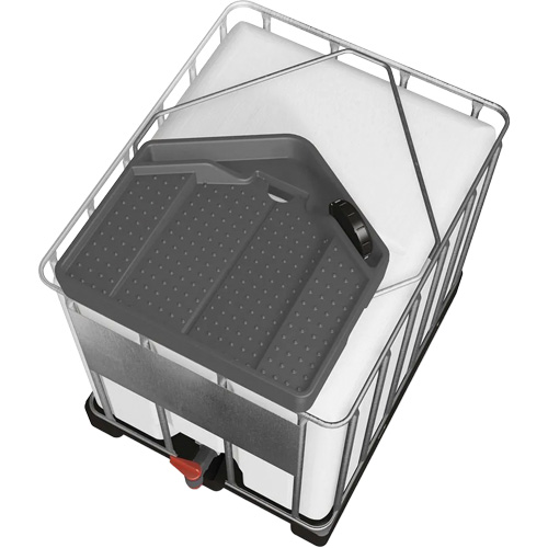 Grand entonnoir gris en poly&eacute;thyl&egrave;ne r&eacute;sistant aux produits chimiques pour GRV, capacit&eacute; de 3,9 gal. Distribution Jean Lapalme