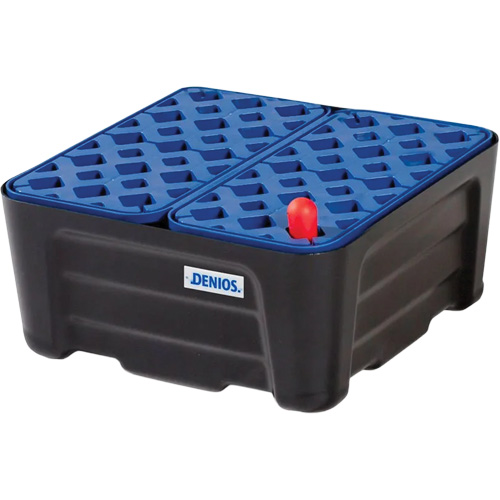 Bac de r&eacute;tention noir et bleu avec caillebotis, 15,8" lo x 15,8" la x 7,1" h, Cap. de d&eacute;versement 5.3 gal. US Distribution Jean Lapalme