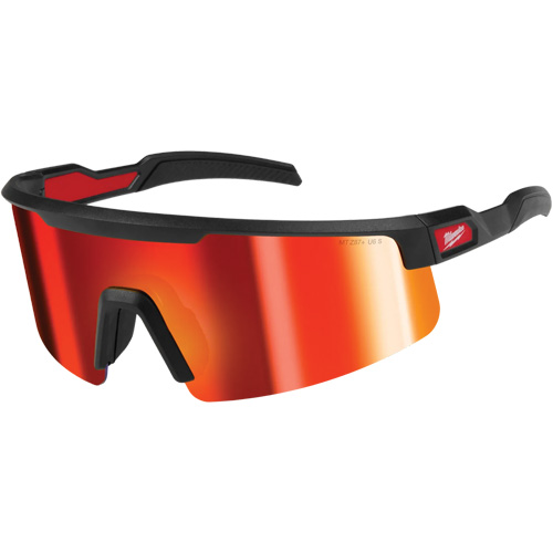 Wraparound Safety Glasses, Red/Mirror Lens, Anti-Scratch, ANSI Z87+/Meets/Exceeds CSA Z94.3 Distribution Jean Lapalme