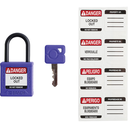 Velocity Compact Safety Lockout Padlocks, Purple, Keyed Alike, Nylon, 1-1/4" Width Distribution Jean Lapalme