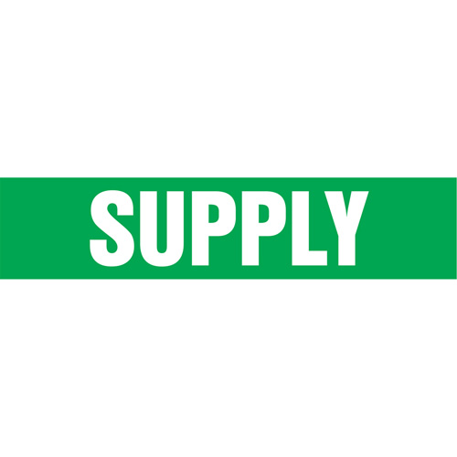 Marqueurs de tuyau "Supply", Autocollant, 4" h x 24" la, Blanc/vert Distribution Jean Lapalme