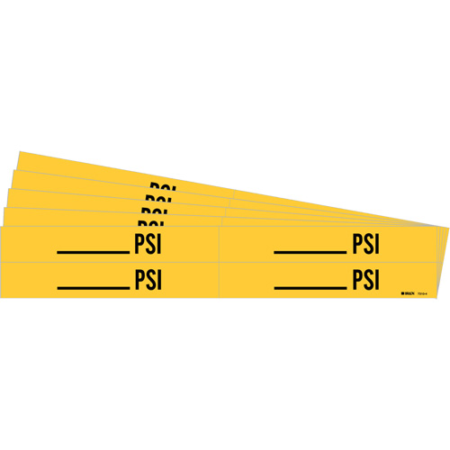 Marqueurs de tuyau avec espace vierge suivi de PSI, Autocollant, 1-1/8" h x 7" la, Noir sur jaune Distribution Jean Lapalme