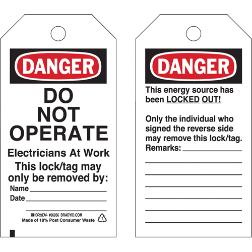 Lockout Tags, Plastic, 3" W x 5-3/4" H, English Distribution Jean Lapalme