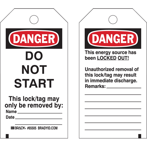Lockout Tags, Plastic, 3" W x 5-1/2" H, English Distribution Jean Lapalme