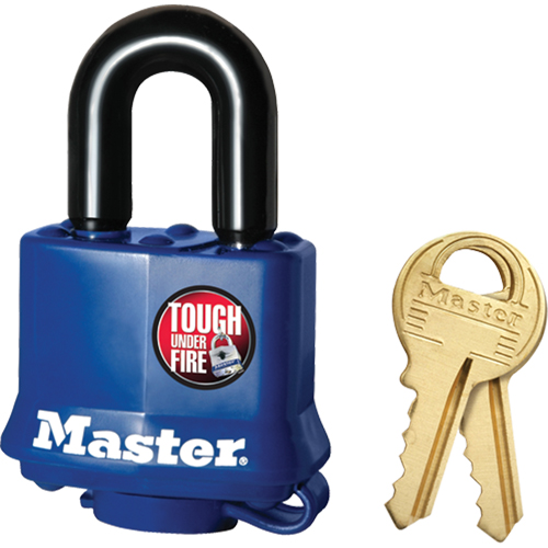 Cadenas r&eacute;sistant aux intemp&eacute;ries, Bleu, Cl&eacute;s diff&eacute;rentes, Acier lamin&eacute;, Largeur de 1-9/16" Distribution Jean Lapalme