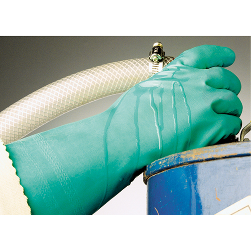 Gants &agrave; prise emboss&eacute;e &agrave; motif en Z StanSolv, Taille Moyen/8, 14" lo, Nitrile, Doublure en Interlock, 11 mils Distribution Jean Lapalme