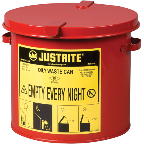 Oily Waste Cans, FM Approved/UL Listed, 2 US gal., Red Distribution Jean Lapalme