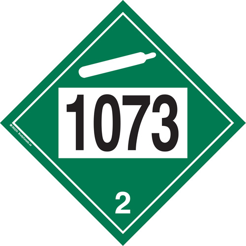Plaque-&eacute;tiquette TMD 1073 pour gaz ininflammable oxyg&egrave;ne liqu&eacute;fi&eacute;, Plastique Distribution Jean Lapalme