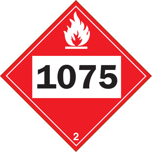 1075 Liquefied Petroleum Flammable Gas TDG Placard, Plastic Distribution Jean Lapalme