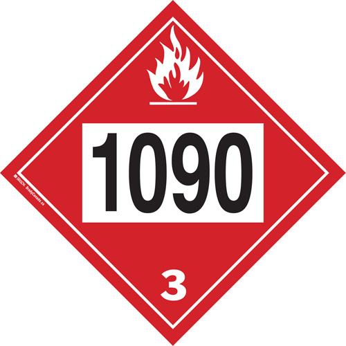 Plaque-&eacute;tiquette TMD 1090 pour liquide inflammable ac&eacute;tone, Plastique Distribution Jean Lapalme