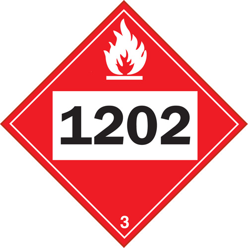 Plaque-&eacute;tiquette TMD 1202 pour liquide inflammable huile combustible, Vinyle adh&eacute;sif Distribution Jean Lapalme
