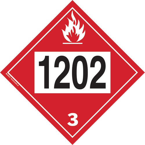 Plaque-&eacute;tiquette TMD 1202 pour liquide inflammable huile combustible, Plastique Distribution Jean Lapalme