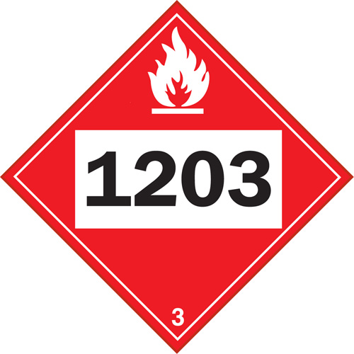 1203 Gasohol & Gasoline Flammable Liquid TDG Placard, Adhesive Vinyl Distribution Jean Lapalme