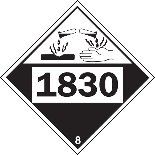 Plaque-&eacute;tiquette TMD 1830 pour mat&eacute;riaux corrosifs acide sulfurique, Plastique Distribution Jean Lapalme