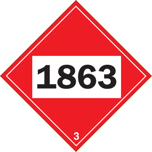 Plaque-&eacute;tiquette TMD 1863 pour liquide inflammable carburant aviation, Plastique Distribution Jean Lapalme