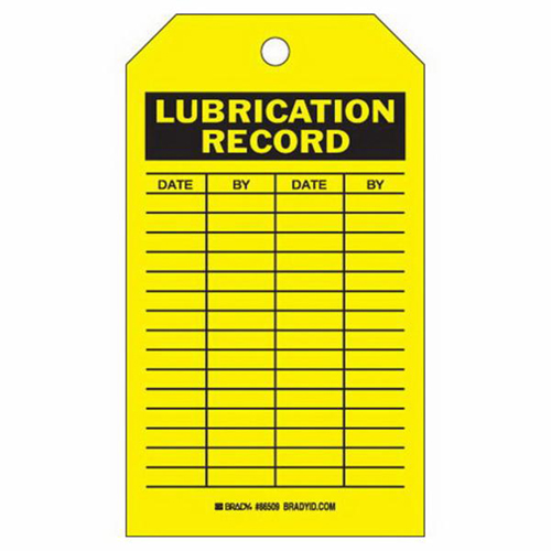 &eacute;tiquettes registres de lubrifications, Polyester, 4" la x 7" h, Anglais Distribution Jean Lapalme