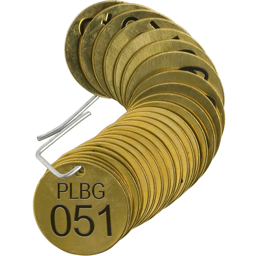 &eacute;tiquettes num&eacute;rot&eacute;es pour vannes PLPG, # 051-075, Laiton, 1,5" dia. Distribution Jean Lapalme