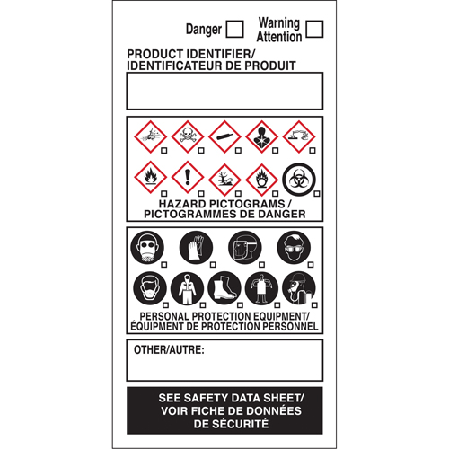 OTS WHMIS Labels, Vinyl, Sheet, 4" L x 2" W Distribution Jean Lapalme