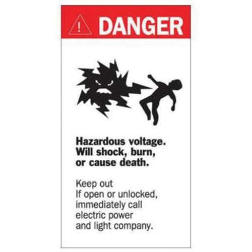 Enseigne Danger Hazardous Voltage, 8" x 4-1/2", Acrylique, Anglais avec pictogramme Distribution Jean Lapalme