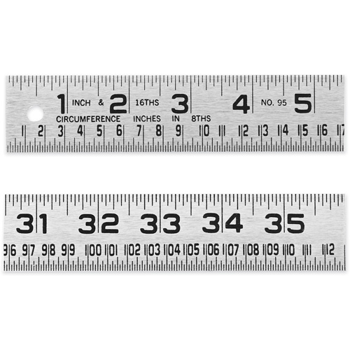 R&egrave;gle de circonf&eacute;rence pour ferblantier, 4' lo, Acier, Graduations de 1/16" Distribution Jean Lapalme