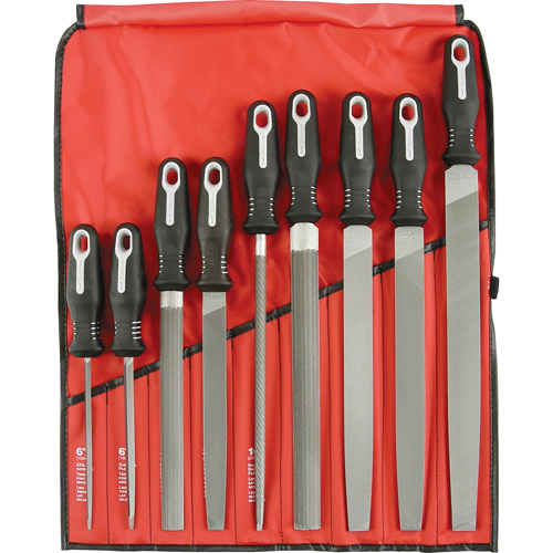 Jeux de 9 limes ergonomiques, 9 pi&egrave;ces Distribution Jean Lapalme