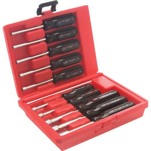 Drilled Shaft Nut Driver Set With Red Plastic Case, 10 Pcs., Metric Distribution Jean Lapalme