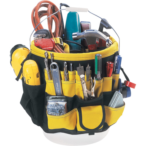 Tool Bucket Organizer, 6" L x 11" W x 12" H, Nylon, Black/Yellow Distribution Jean Lapalme