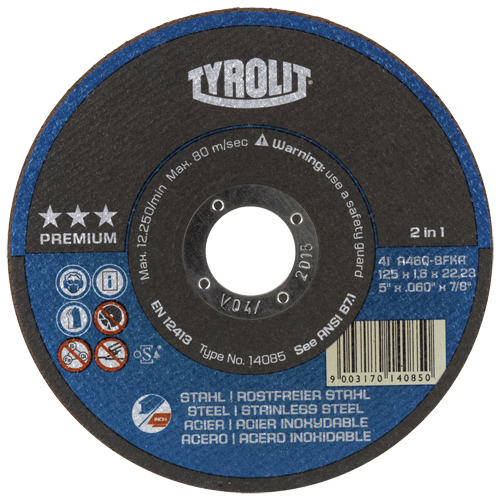 Meules &agrave; tronçonner 2-en-1 Thincut de premi&egrave;re qualit&eacute;, 4-1/2" x 1/16", Arbre de 7/8", Type 1, Oxyde d'aluminium, 13 300 Tr/min Distribution Jean Lapalme