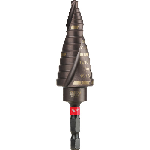 #8 Shockwave Impact Duty Step Drill Bit, 1/2" - 1" , 1/16" Increments, Titanium Distribution Jean Lapalme