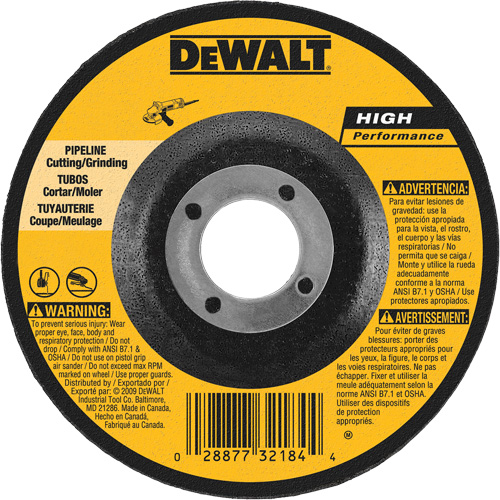 High Performance Pipeline Wheel, 5" x 1/8", 7/8" Arbor, Aluminum Oxide, Type 27 Distribution Jean Lapalme