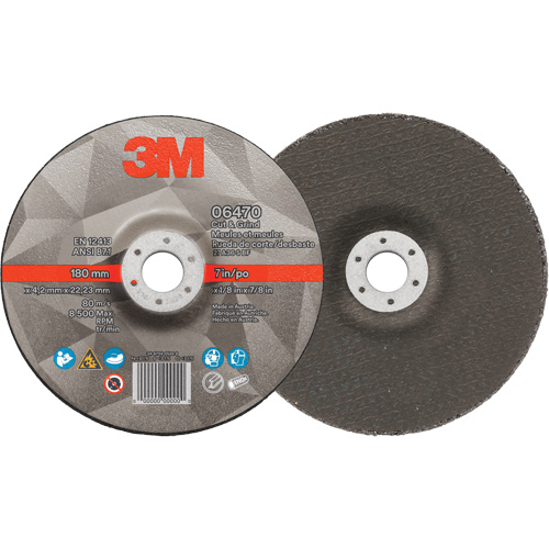 Cut & Grind Wheel, 7" x 1/8", 7/8" Arbor, Type 27, Ceramic Distribution Jean Lapalme