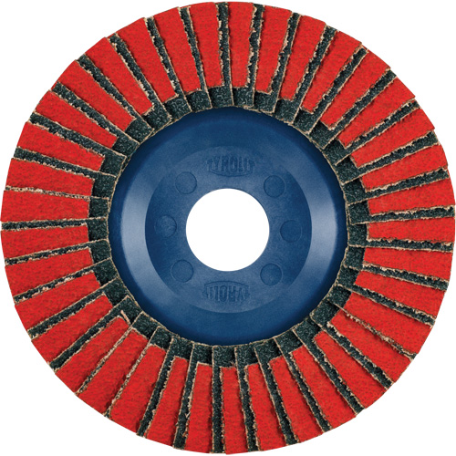 Disque &agrave; lamelles Twin Flap, 5" x 7/8", Type 27, Grain 40, C&eacute;ramique/Alumine de zirconium Distribution Jean Lapalme