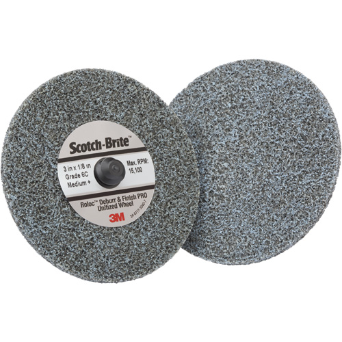 Meule homog&egrave;ne d&eacute;bavurage et de finition PRO TR Roloc, 3" x 1/8", Grain de Moyen, C&eacute;ramique Distribution Jean Lapalme