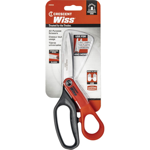 Cisaille tout usage en acier inoxydable pour ouvrier professionnel, 8-1/2", Poign&eacute;e Anneaux Distribution Jean Lapalme
