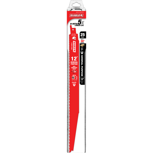 Lame de scie alternative tout usage, Bim&eacute;tal, 8-14 Dents par pouce, 12" lo x 1" la Distribution Jean Lapalme