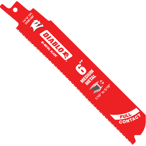 Lame de scie alternative de s&eacute;rie moyenne pour le m&eacute;tal, Bim&eacute;tal, 14-18 Dents par pouce, 6" lo x 1" la Distribution Jean Lapalme