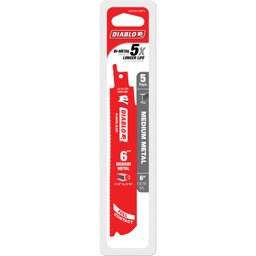 Lame de scie alternative de s&eacute;rie moyenne pour le m&eacute;tal, Bim&eacute;tal, 14-18 Dents par pouce, 6" lo x 1" la Distribution Jean Lapalme
