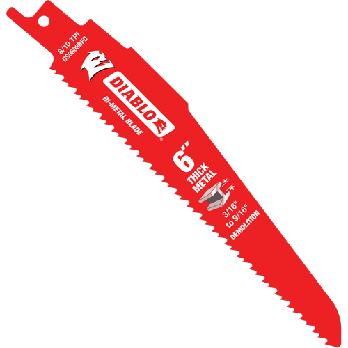 Reciprocating Blade for Thick Metal/Demolition, Bi-Metal, 8-10 TPI, 6" L Distribution Jean Lapalme