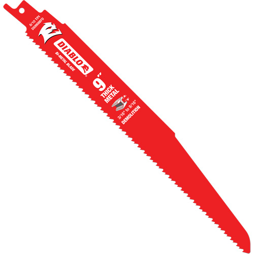 Lame de scie alternative pour la d&eacute;molition et les m&eacute;taux &eacute;pais, Bim&eacute;tal, 8-10 Dents par pouce, 9" lo Distribution Jean Lapalme