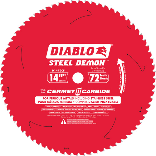 Lame de scie circulaire Cermet II Steel Demon, 14", 72 dents, Pour M&eacute;tal Distribution Jean Lapalme