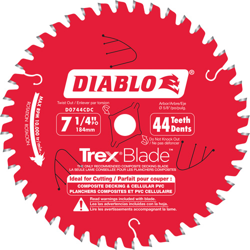 Lame de scie &agrave; d&eacute;couper Trex Blade, 7-1/4", 44 dents, Pour Plastique/Plastique Distribution Jean Lapalme
