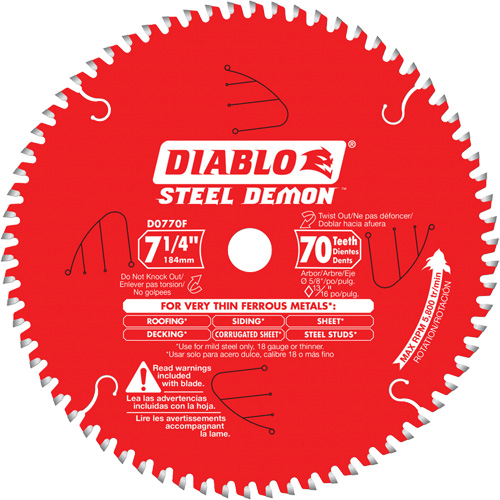 Steel Demon Cutting Saw Blade, 7-1/4", 70 Teeth, Metal Use Distribution Jean Lapalme