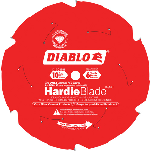 HardieBlade Cutting Saw Blade, 10", 6 Teeth, Fibre Cement Use Distribution Jean Lapalme