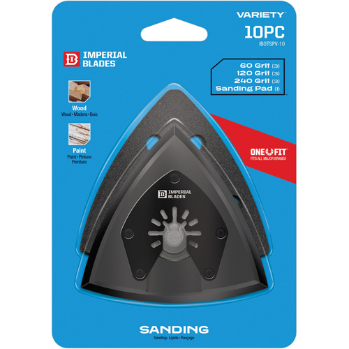 Patin de ponçage triangulaire pour outil oscillant et assortiment de papiers abrasifs One Fit Distribution Jean Lapalme